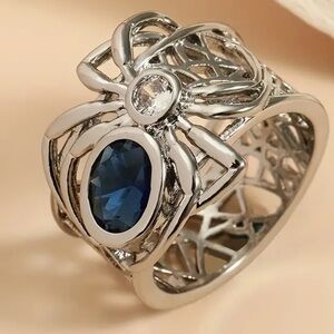 Elegant Silver and Blue Gemstone Ring Perfect for men &Women